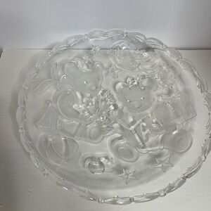 Mikasa Crystal Party Bears Round Hostess Platter 15"
